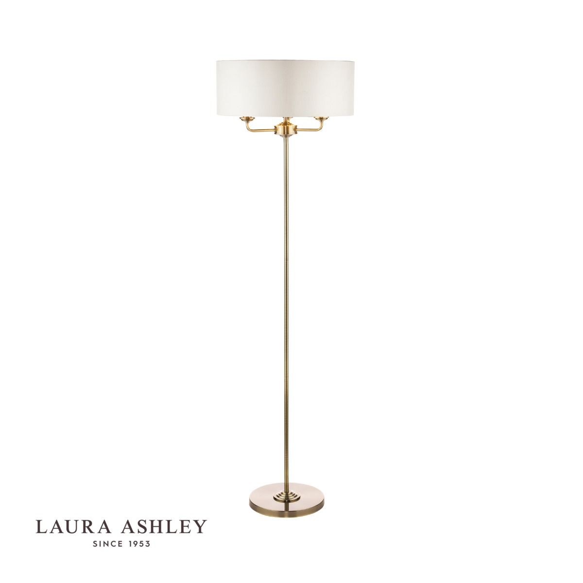 Laura Ashley Sorrento 3 Light Floor Lamp Antique Brass With Ivory Shade