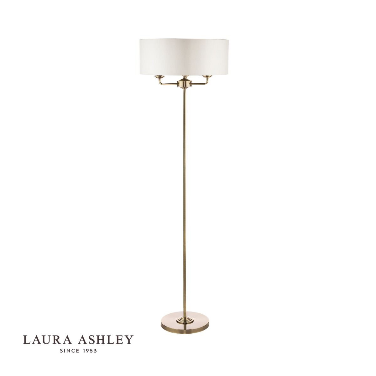 Laura Ashley Sorrento 3 Light Floor Lamp Antique Brass With Ivory Shade