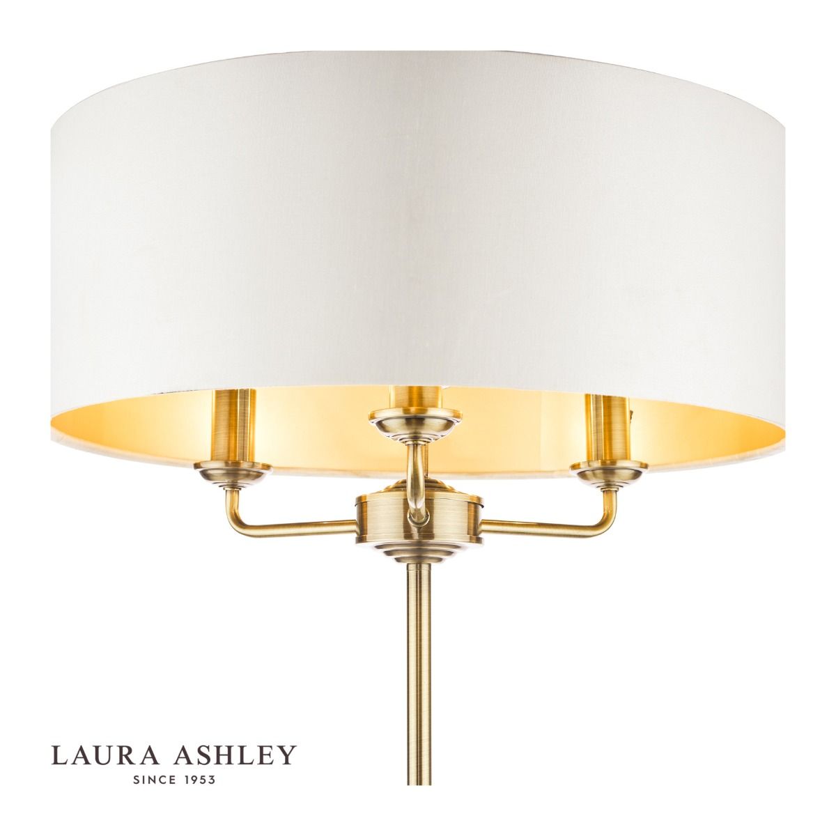 Laura Ashley Sorrento 3 Light Floor Lamp Antique Brass With Ivory Shade