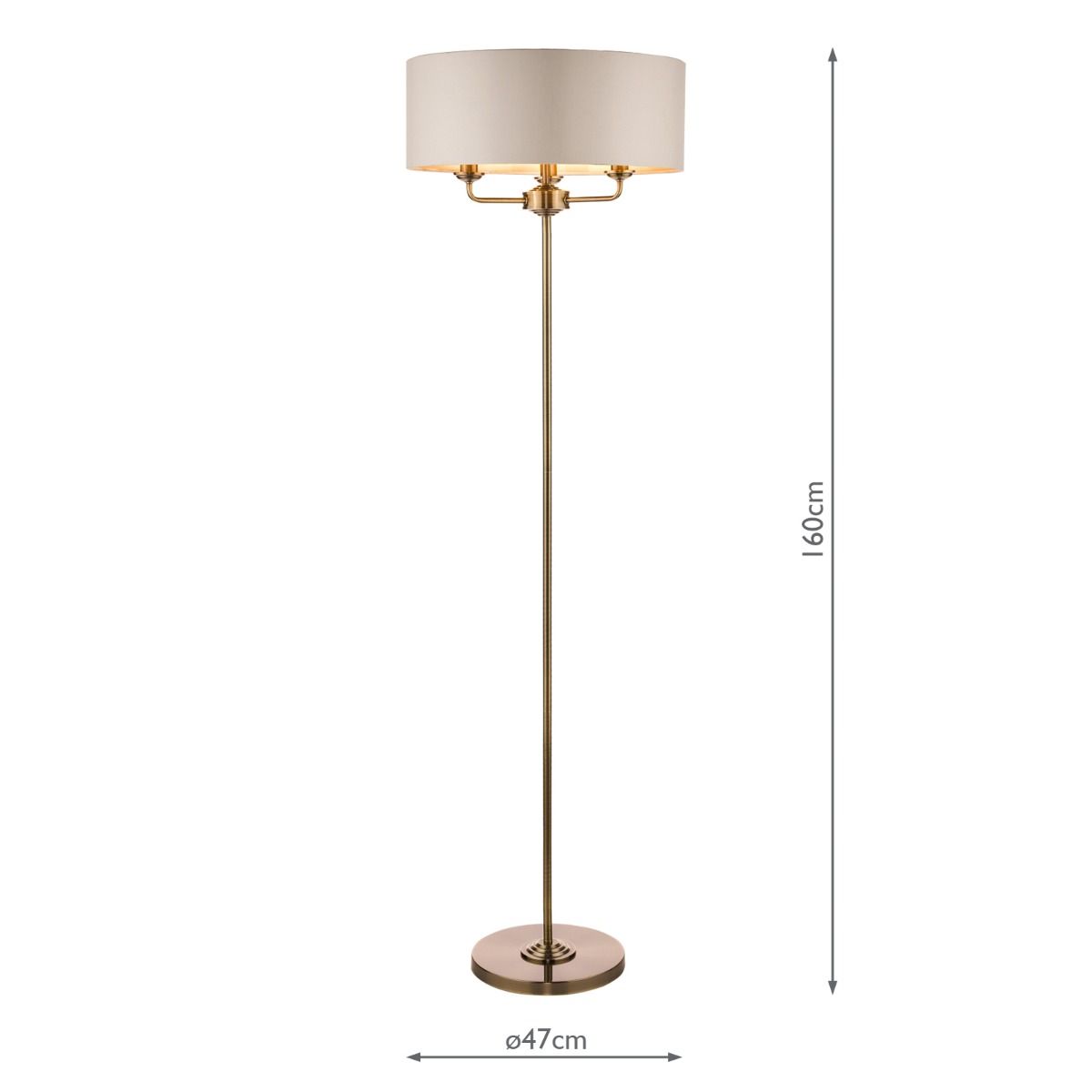 Laura Ashley Sorrento 3 Light Floor Lamp Antique Brass With Ivory Shade