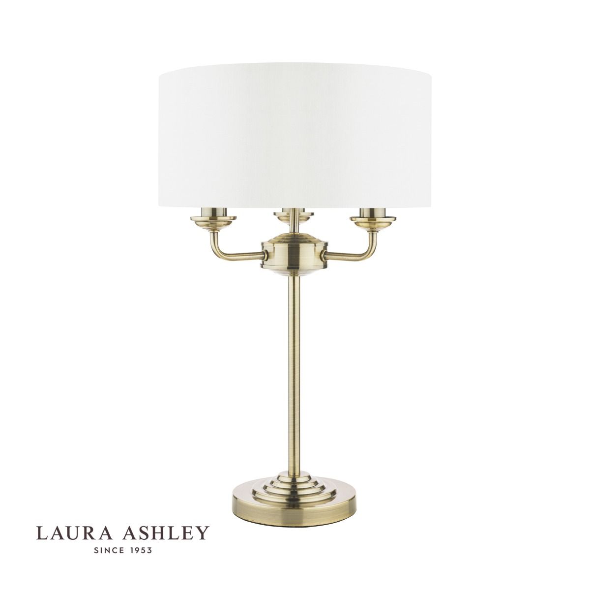 Laura Ashley Sorrento 3 Light Table Lamp Antique Brass With Ivory Shade