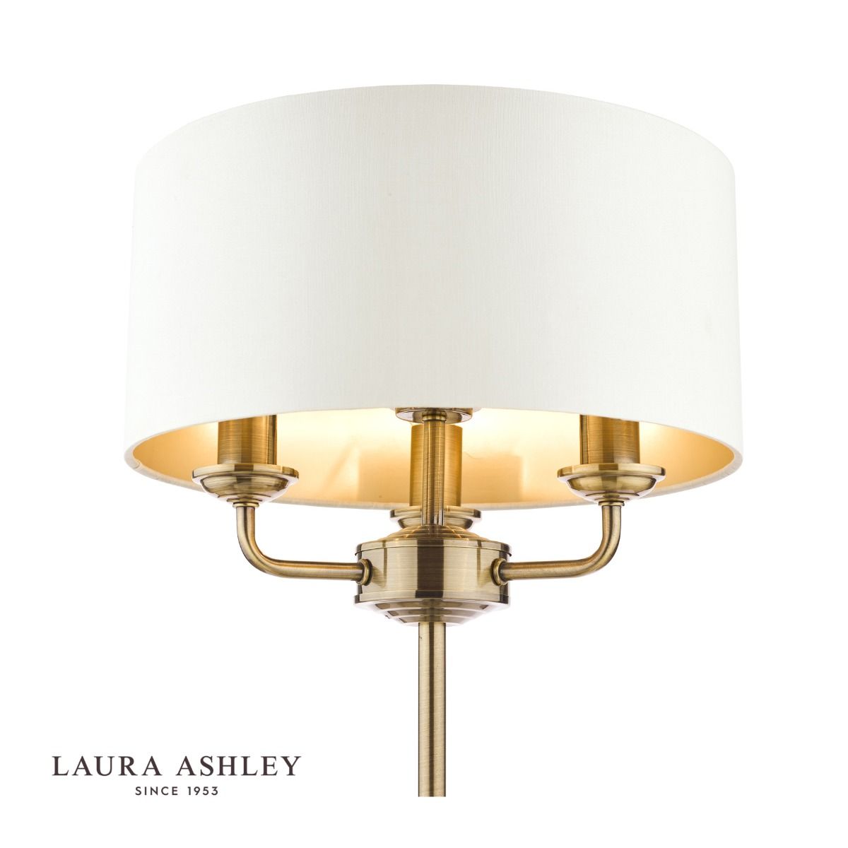 Laura Ashley Sorrento 3 Light Table Lamp Antique Brass With Ivory Shade
