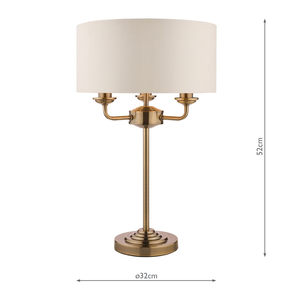 Laura Ashley Sorrento 3 Light Table Lamp Antique Brass With Ivory Shade
