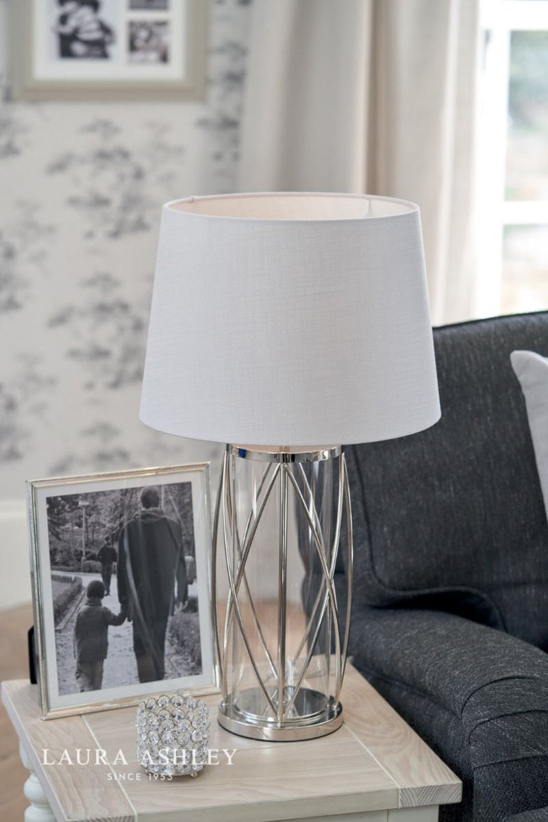 Laura Ashley Beckworth Large Table Lamp Polished Nickel Glass Base Only