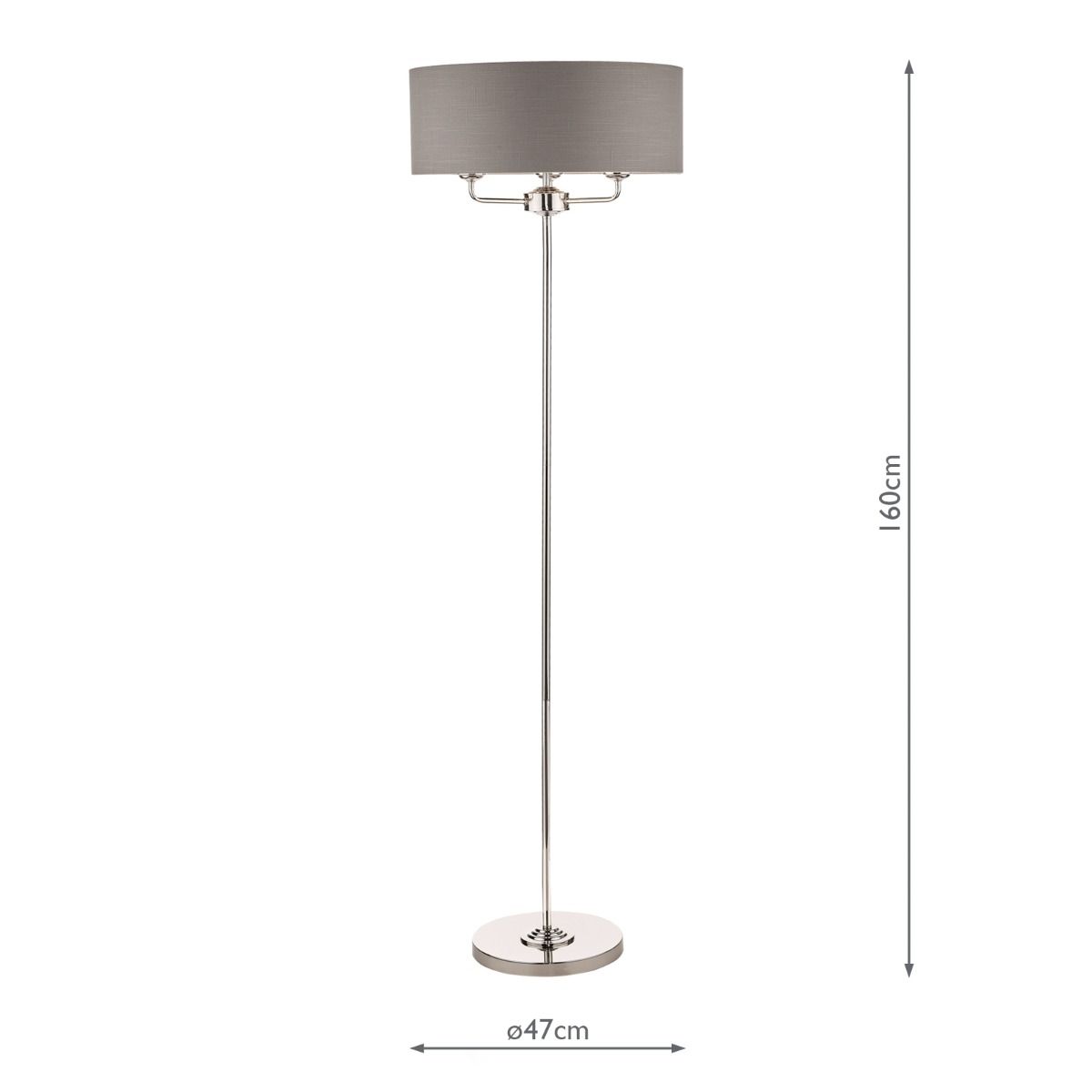 Laura Ashley Sorrento 3 Light Floor Lamp Polished Nickel With Charcoal Shade