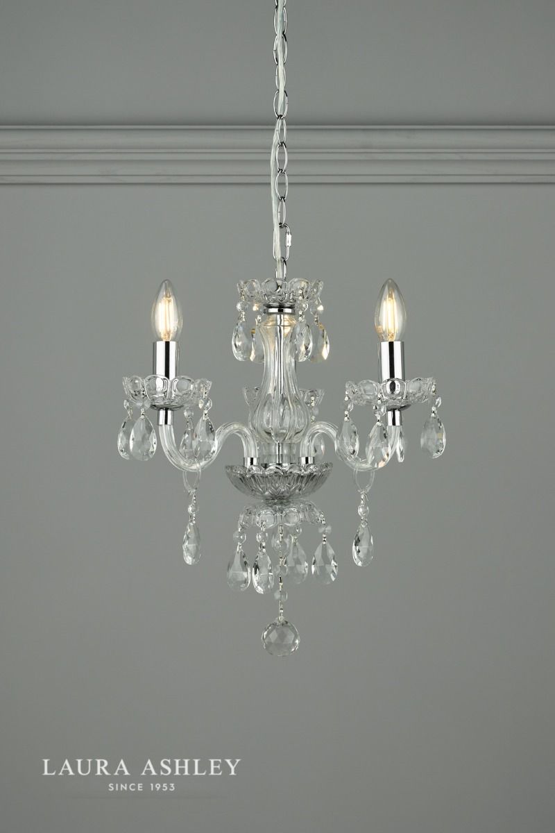 Laura Ashley Harriet 3 Light Crystal & Polished Chrome Chandelier