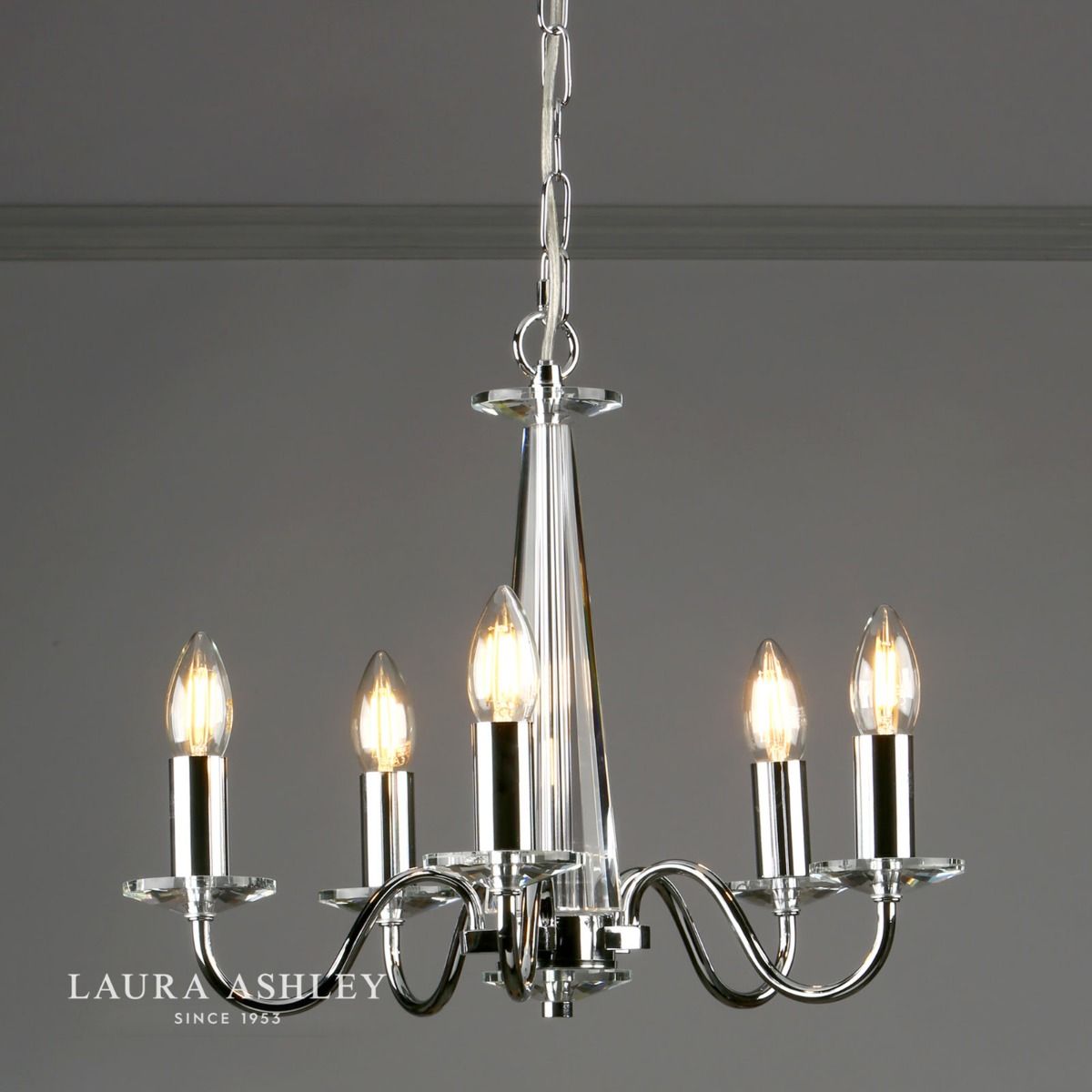 Laura Ashley Blake 5lt Chandelier Cut Glass & Polished Chrome
