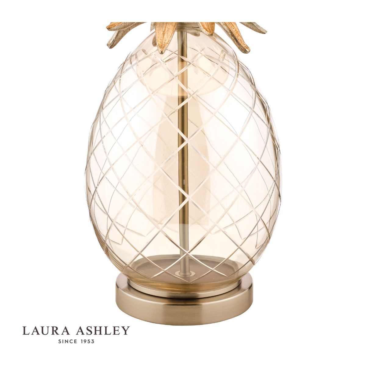 Laura Ashley Pineapple Large Table Lamp Champagne Cut Glass With Shade