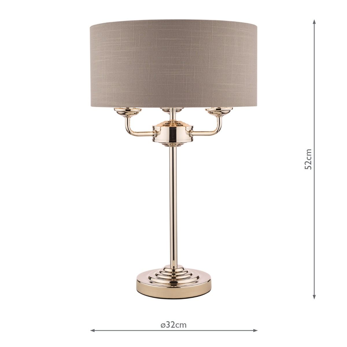 Laura Ashley Sorrento 3 Light Table Lamp Polished Nickel With Charcoal Shade
