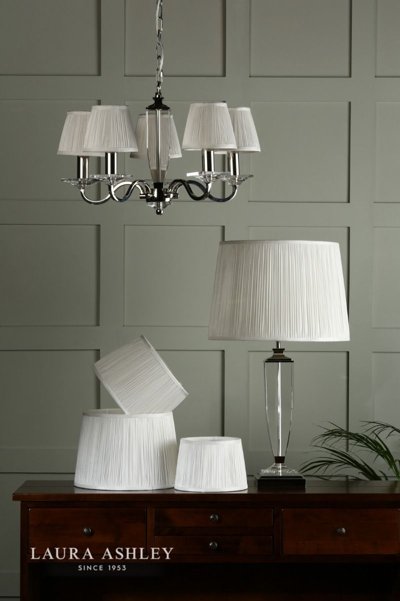 Laura Ashley Hemsley Pleated Silk Empire Drum Shade Cream 20cm/8 inch