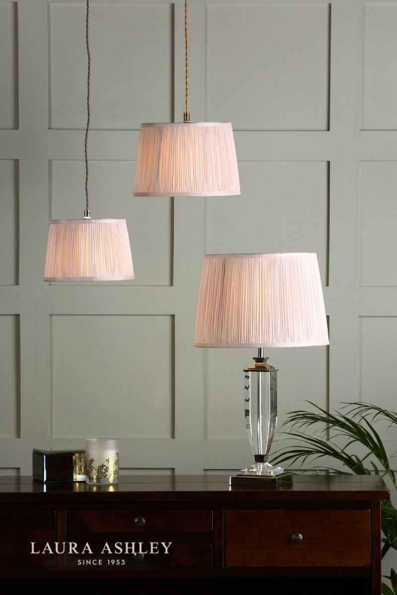 Laura Ashley Hemsley Pleated Silk Empire Drum Shade Pink 30cm/12 inch
