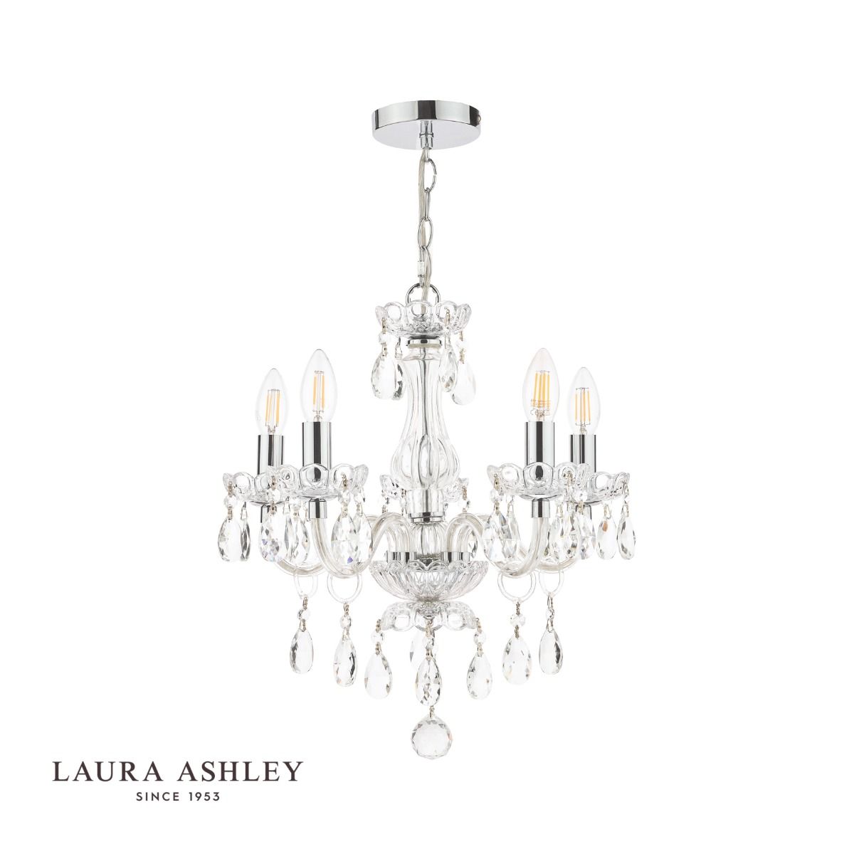Laura Ashley Harriet 5 Light Crystal & Polished Chrome Chandelier