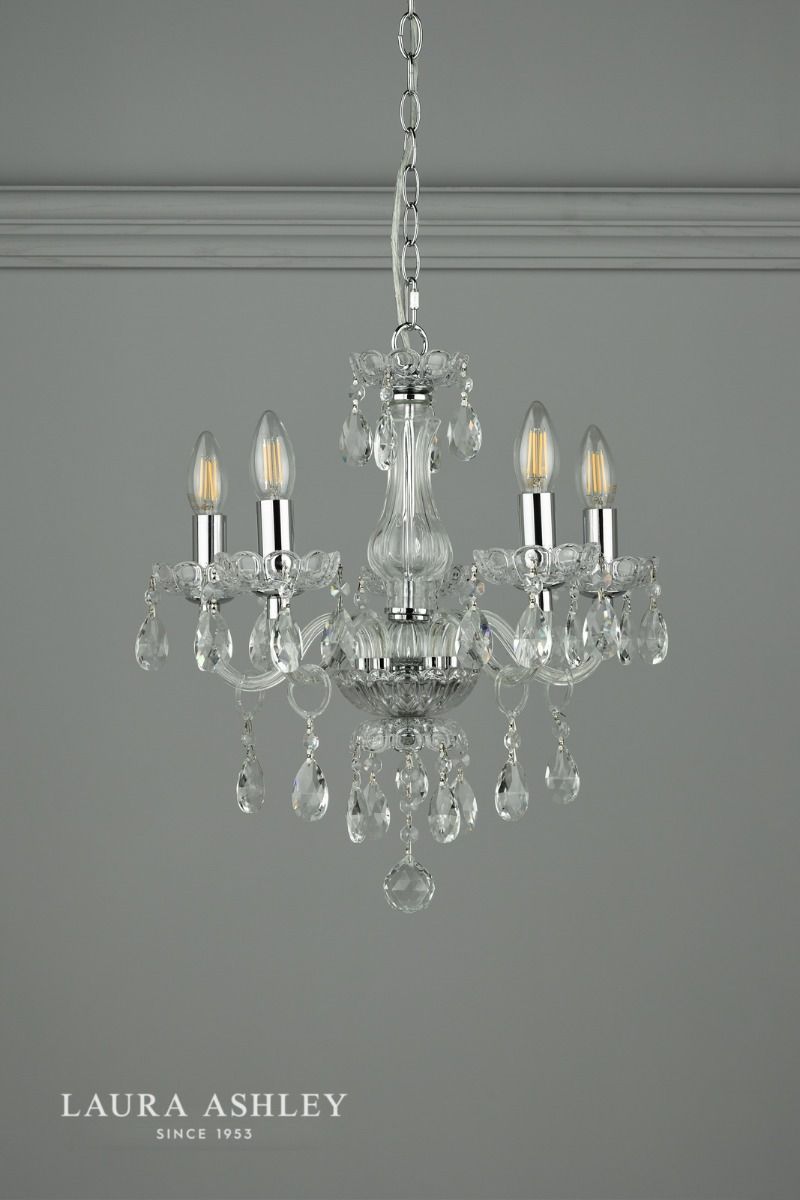 Laura Ashley Harriet 5 Light Crystal & Polished Chrome Chandelier