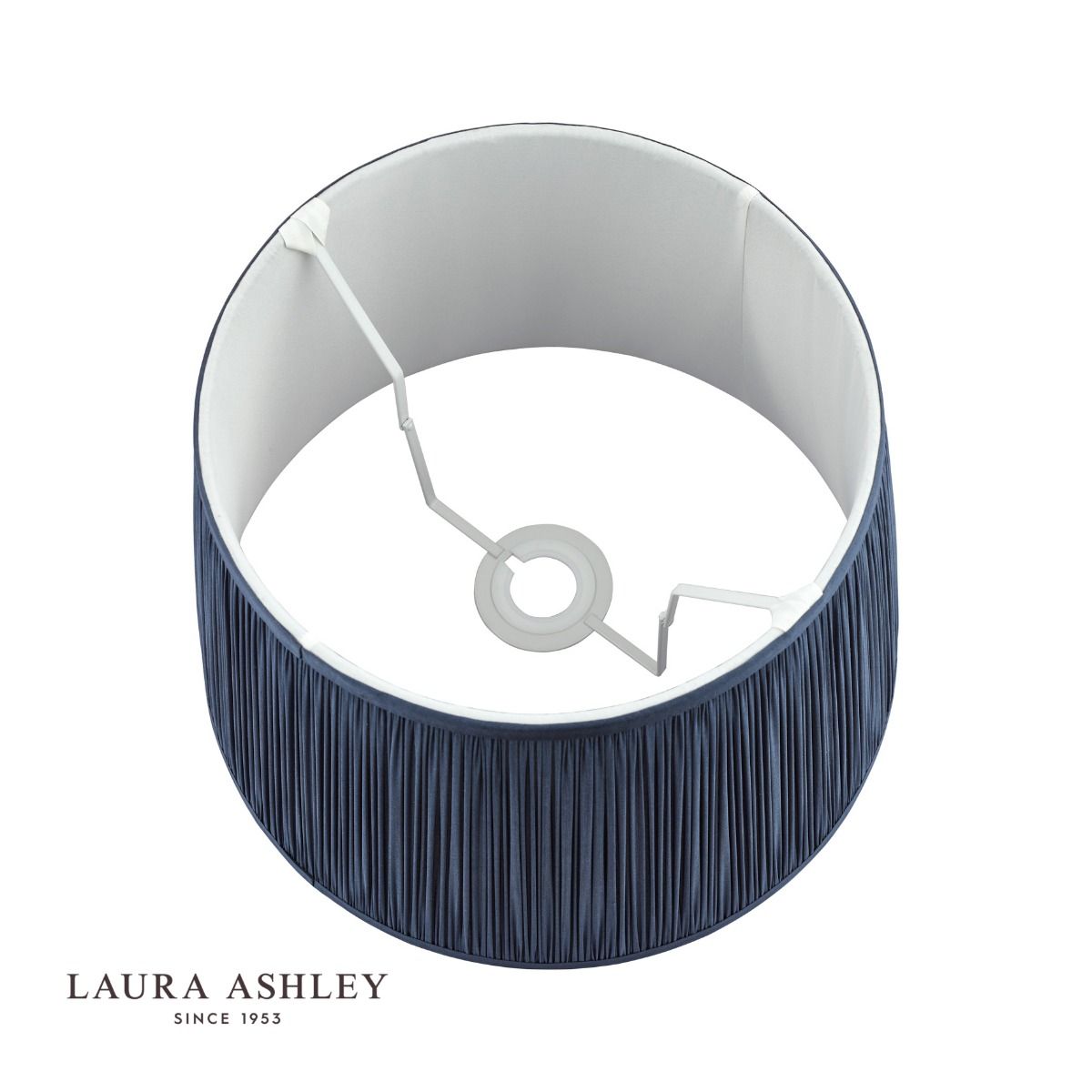 Laura Ashley Hemsley Pleated Silk Empire Drum Shade Midnight Blue 25cm/10 inch