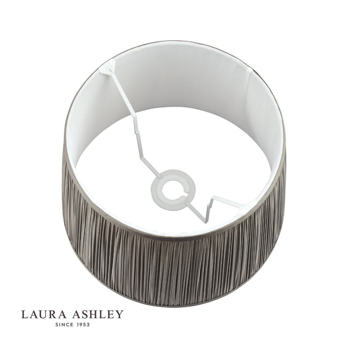Laura Ashley Hemsley Pleated Silk Empire Drum Shade Grey 20cm/8 inch