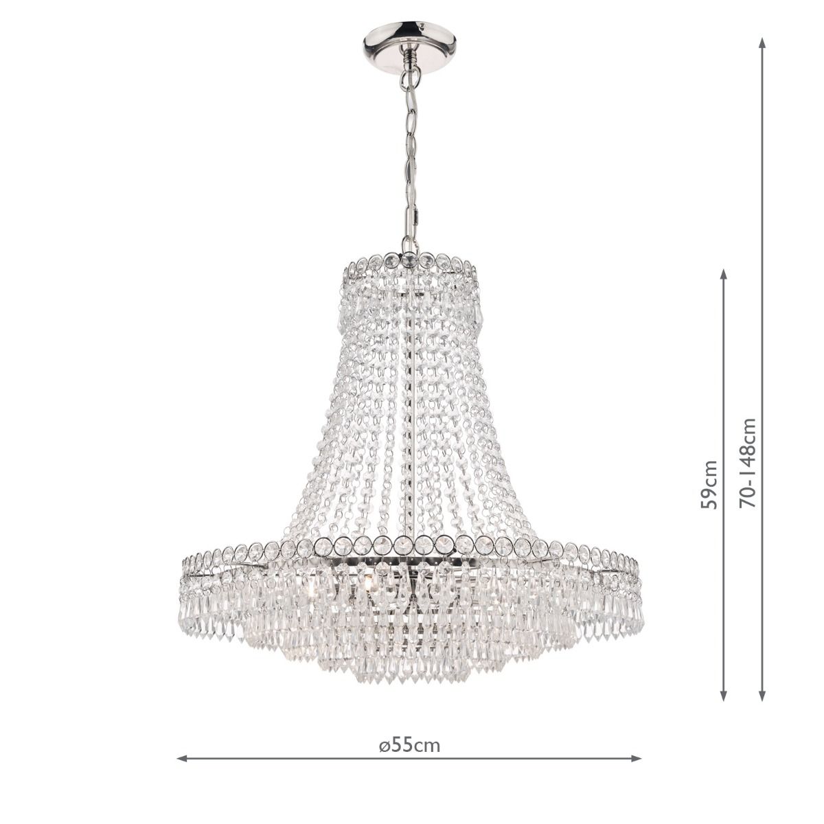 Laura Ashley Enid Grand 5lt Chandelier Polished Nickel & Cut Glass
