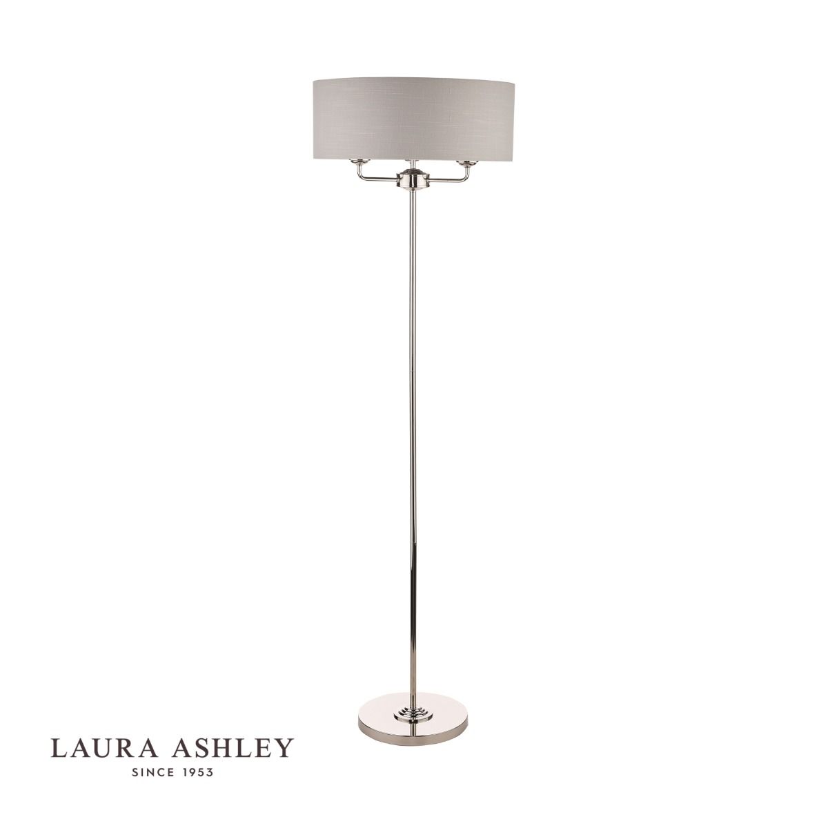 Laura Ashley Sorrento 3 Light Floor Lamp Polished Nickel With Silver Shade