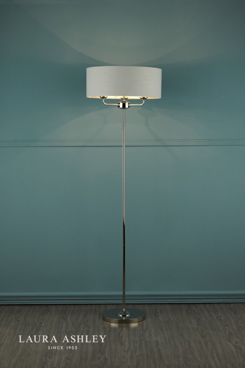 Laura Ashley Sorrento 3 Light Floor Lamp Polished Nickel With Silver Shade