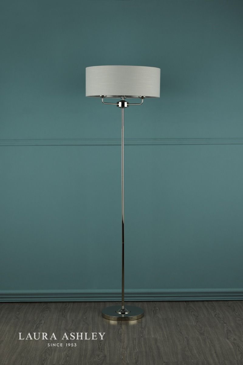 Laura Ashley Sorrento 3 Light Floor Lamp Polished Nickel With Silver Shade