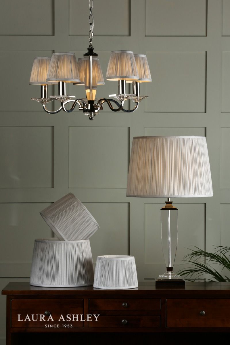 Laura Ashley Hemsley Pleated Silk Empire Drum Shade Silver 20cm/8 inch