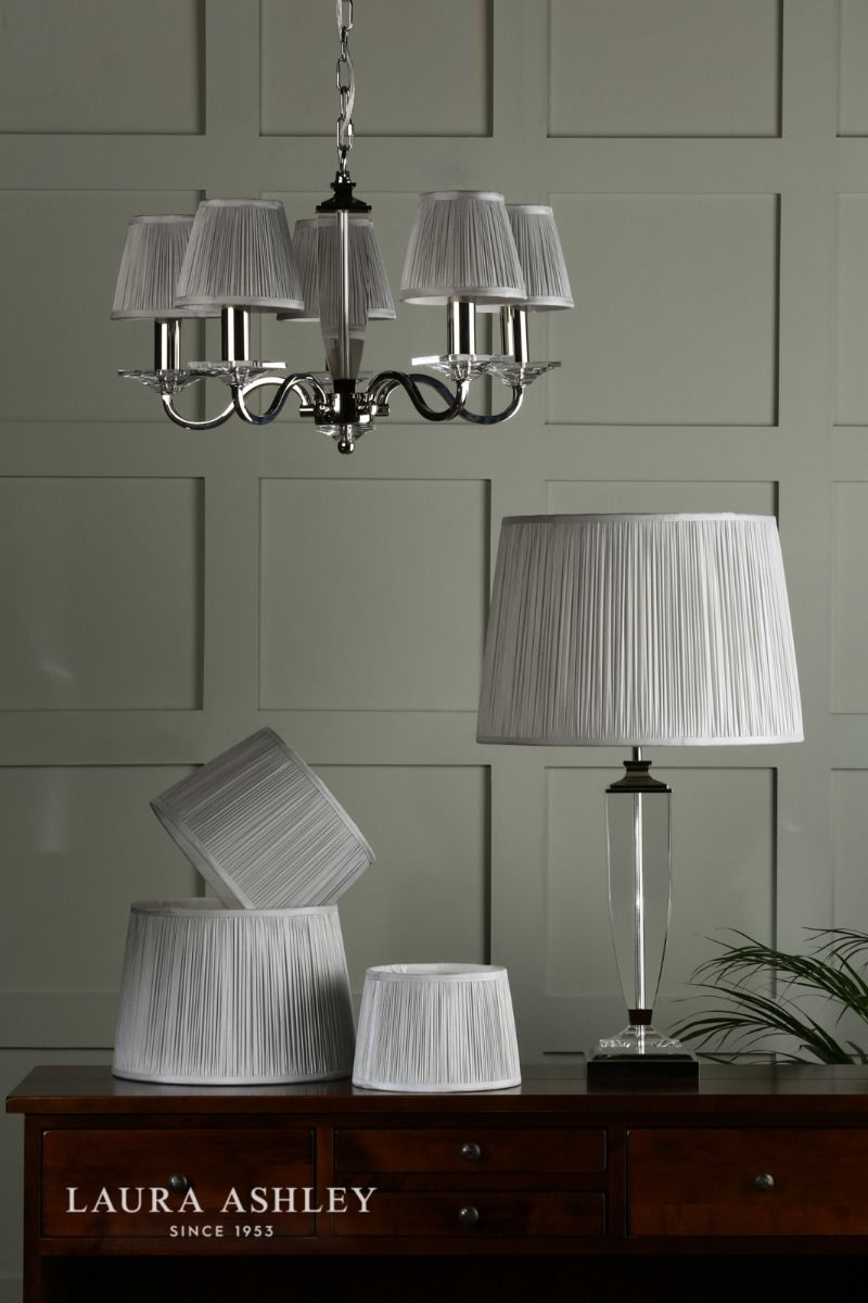 Laura Ashley Hemsley Pleated Silk Empire Drum Shade Silver 20cm/8 inch