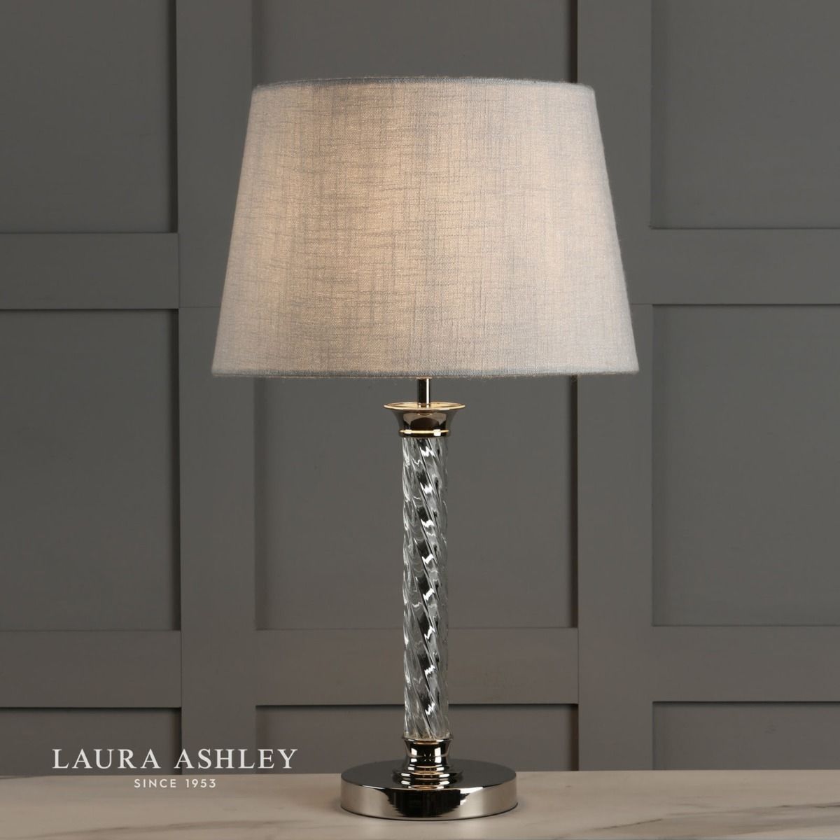 Laura Ashley Louis Table Lamp Twisted Glass Polished Nickel Base Only