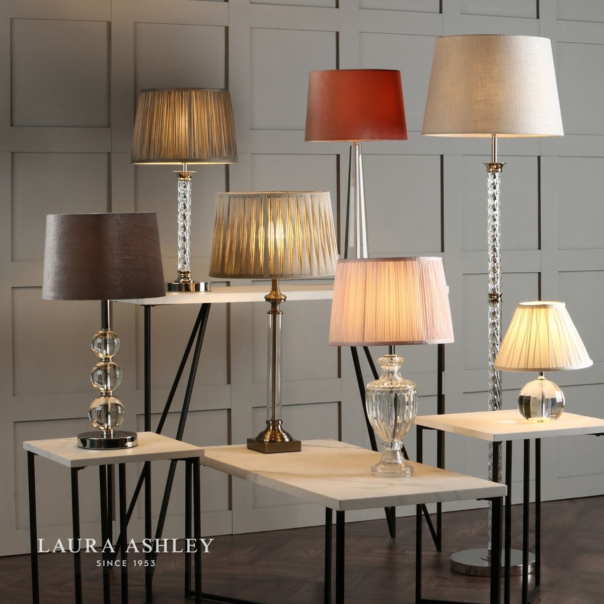 Laura Ashley Louis Table Lamp Twisted Glass Polished Nickel Base Only