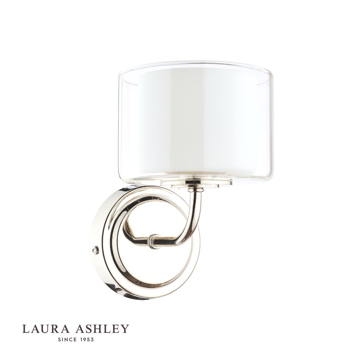 Laura Ashley Southwell Wall Light Polished Nickel & Glass Shade