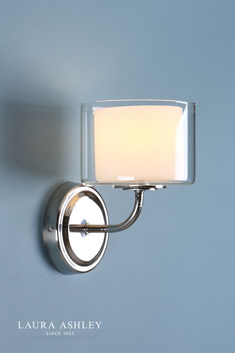 Laura Ashley Southwell Wall Light Polished Nickel & Glass Shade