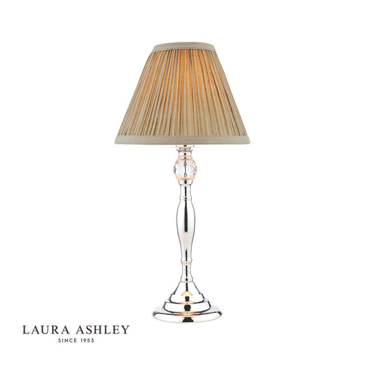 Laura Ashley Ellis Table Lamp Polished Chrome With Grey Shade