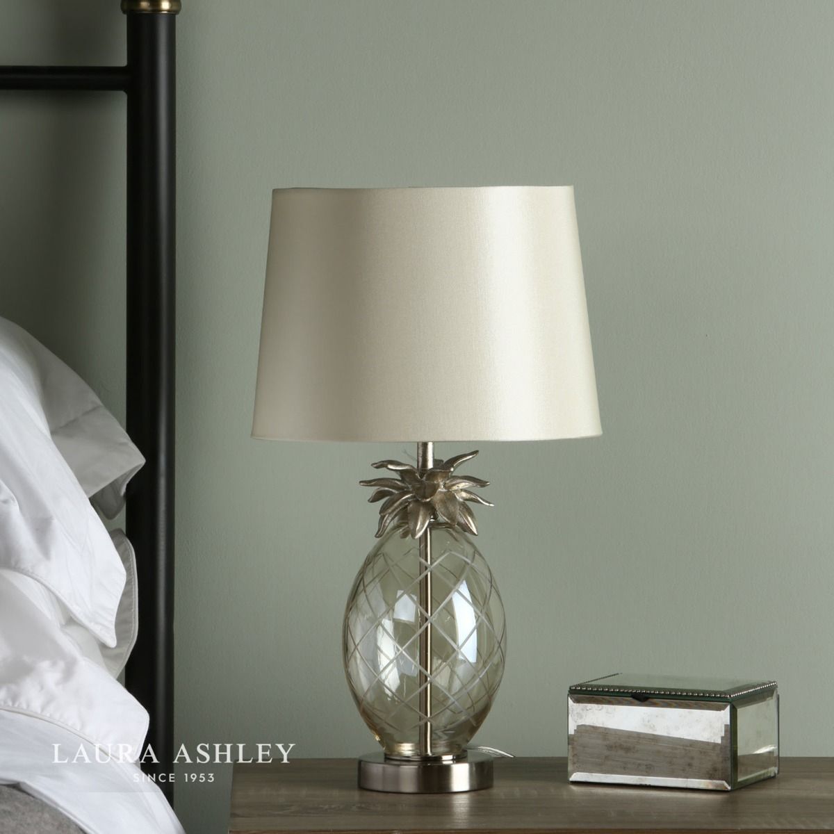 Laura Ashley Small Pineapple Table Lamp Champagne Cut Glass With Shade