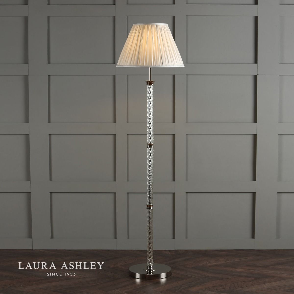 Laura Ashley Louis Floor Lamp Twisted Glass Polished Nickel Base Only