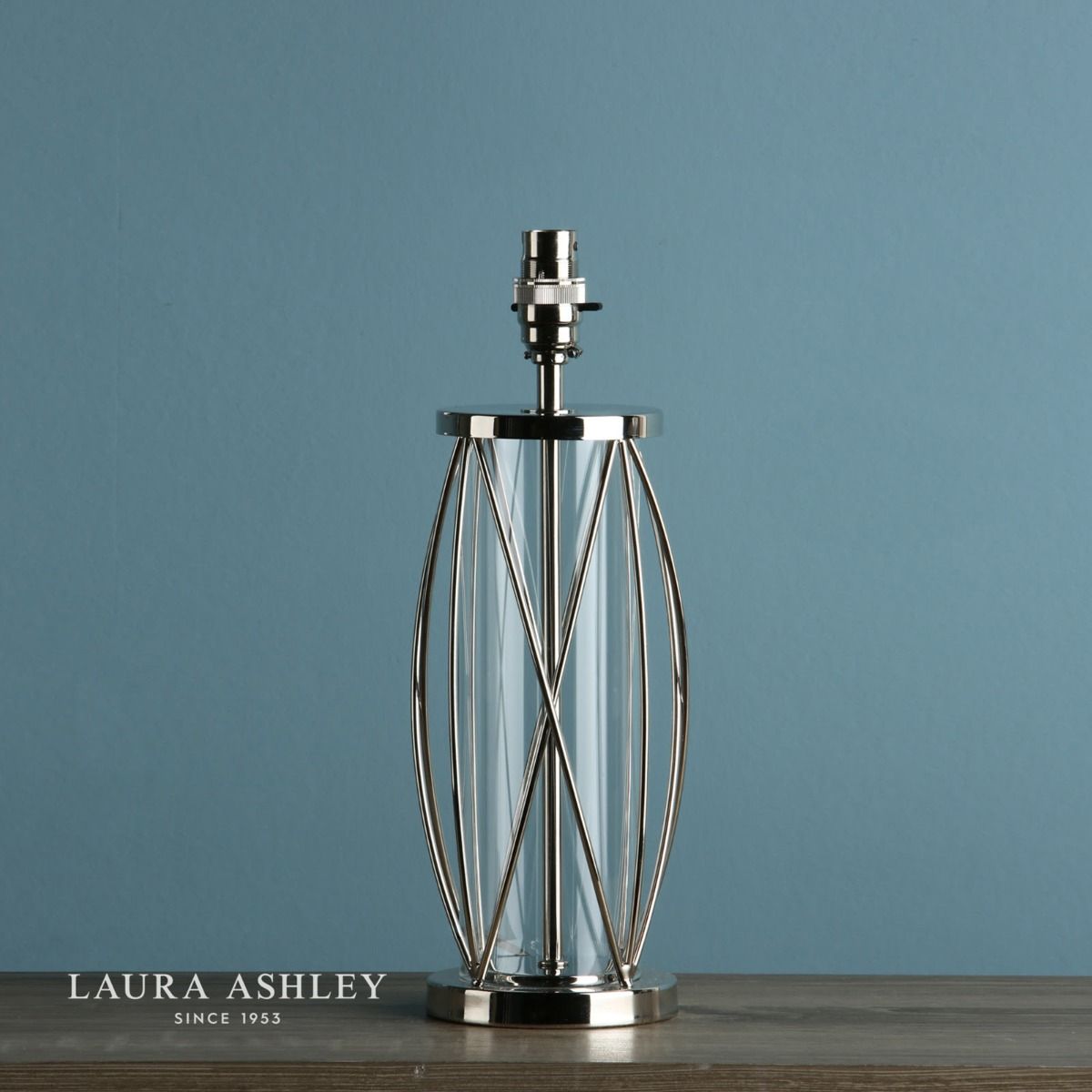 Laura Ashley Beckworth Small Table Lamp Polished Nickel Glass Base Only