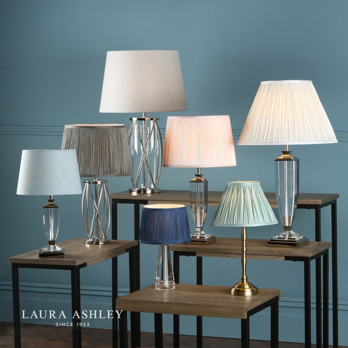 Laura Ashley Beckworth Small Table Lamp Polished Nickel Glass Base Only
