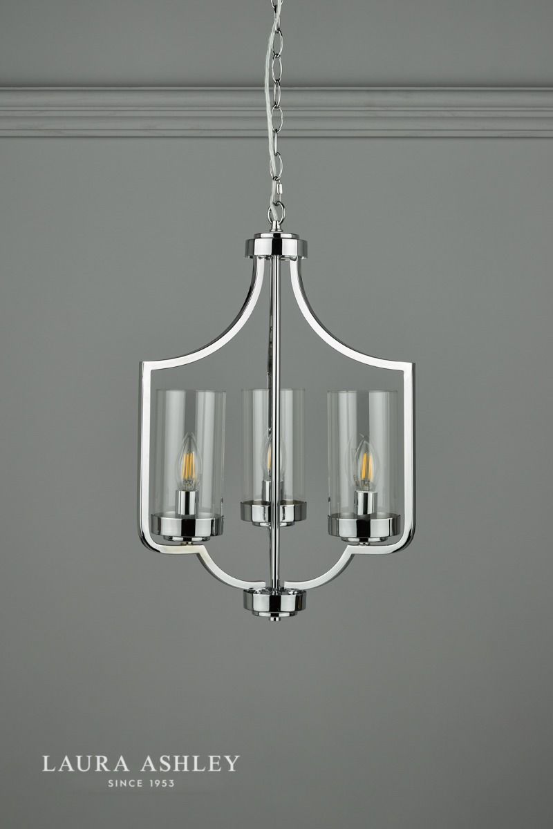 Laura Ashley Joseph 3lt Chandelier Polished Chrome Glass