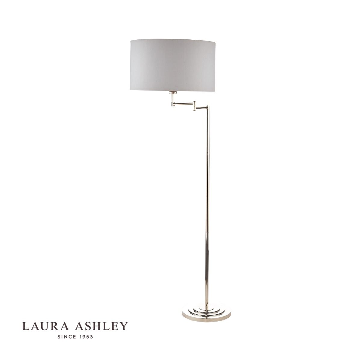 Laura Ashley Marlowe Swing Arm Floor Lamp Polished Nickel With Shade