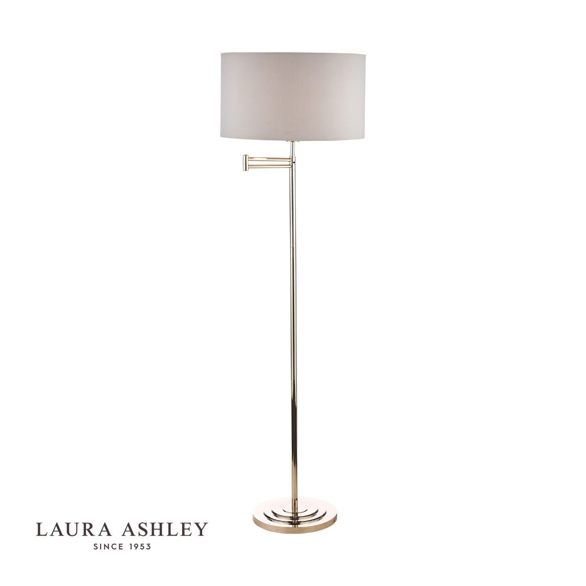 Laura Ashley Marlowe Swing Arm Floor Lamp Polished Nickel With Shade