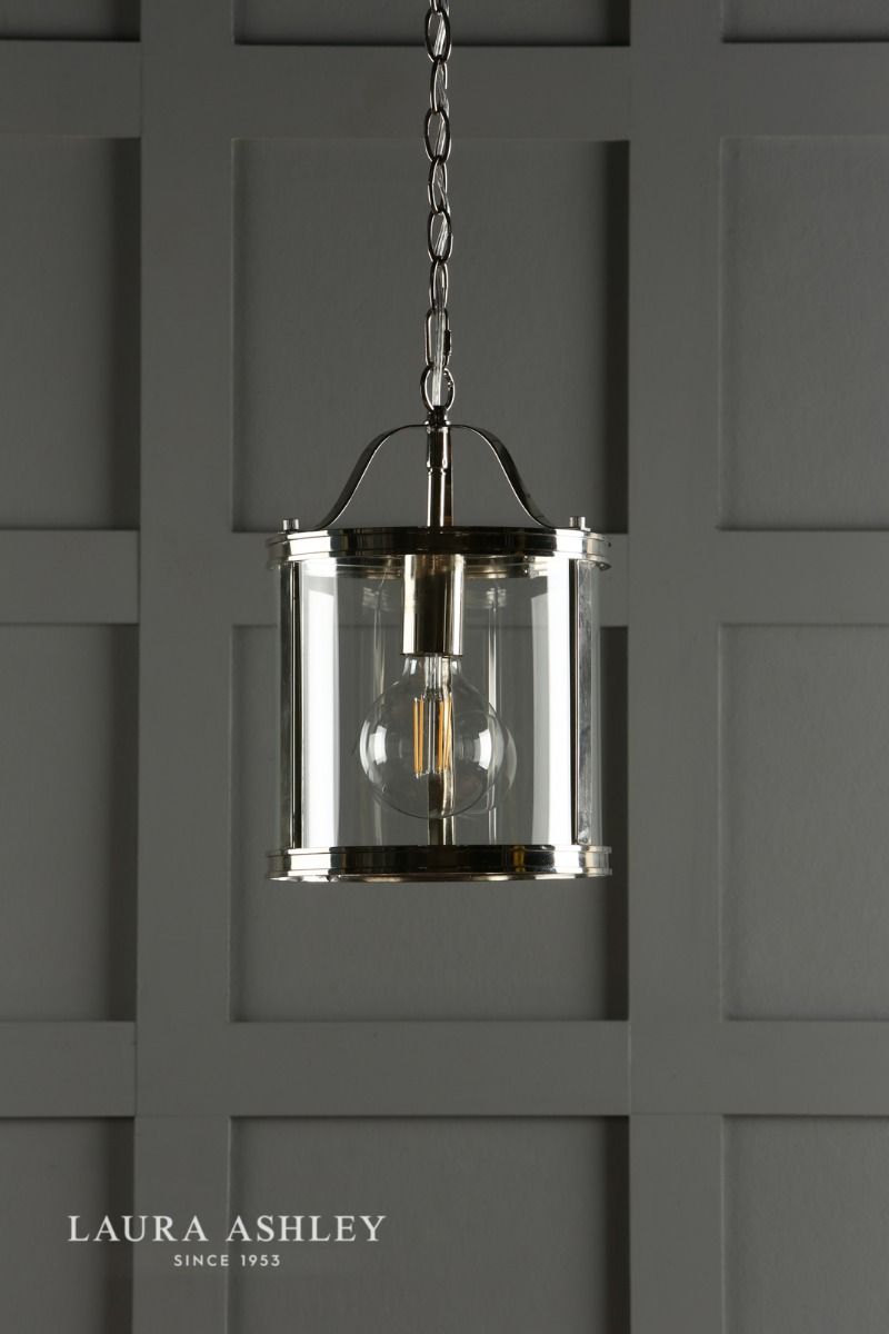 Laura Ashley Harrington Lantern Polished Nickel Glass