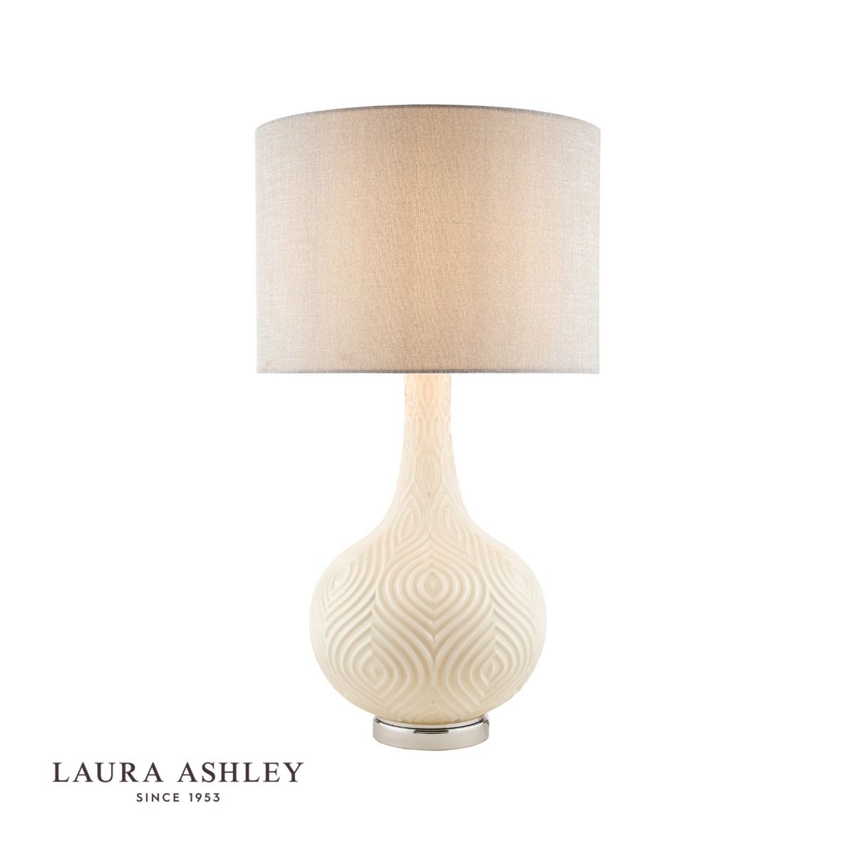 Laura Ashley Grace Table Lamp Patterned Glass with Shade