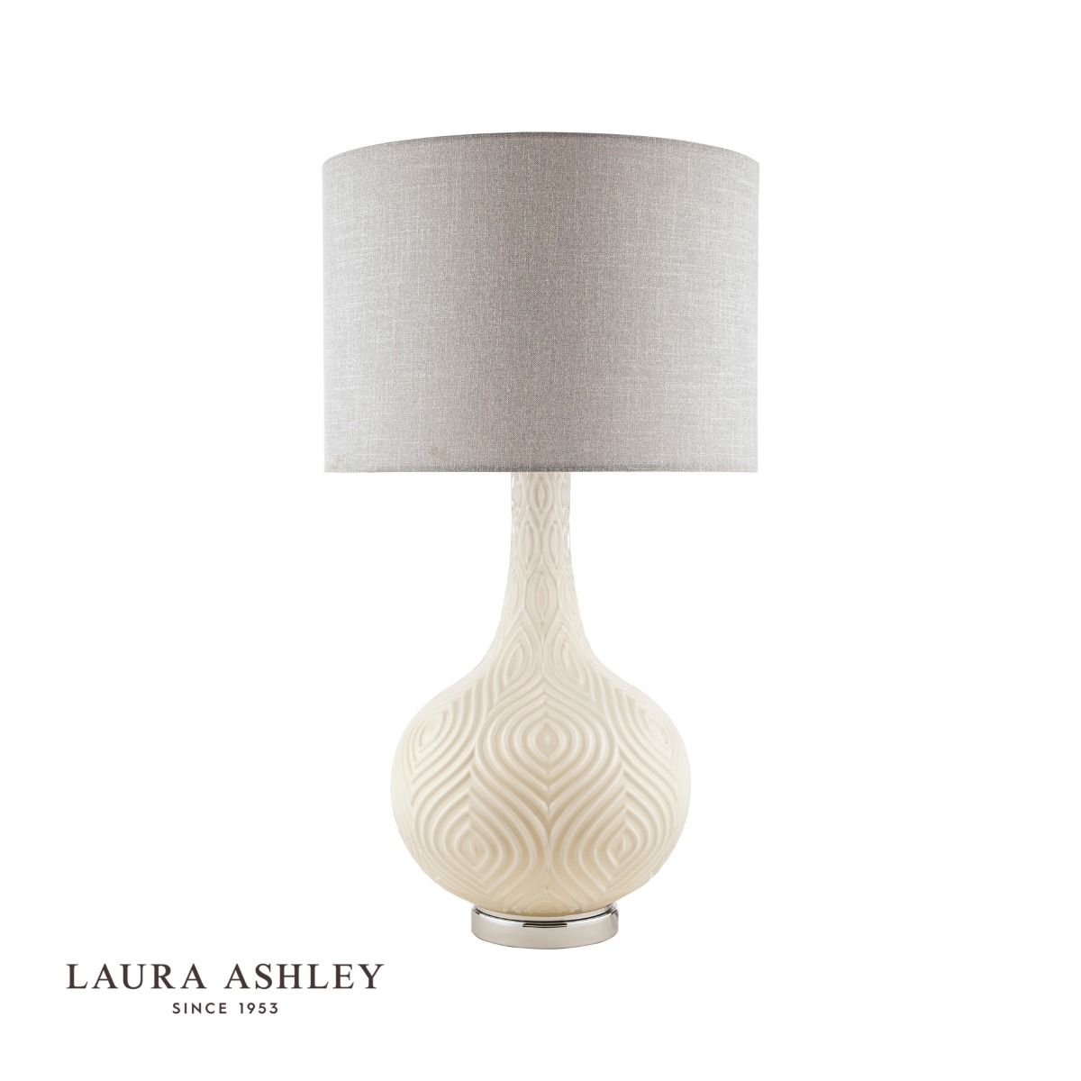 Laura Ashley Grace Table Lamp Patterned Glass with Shade
