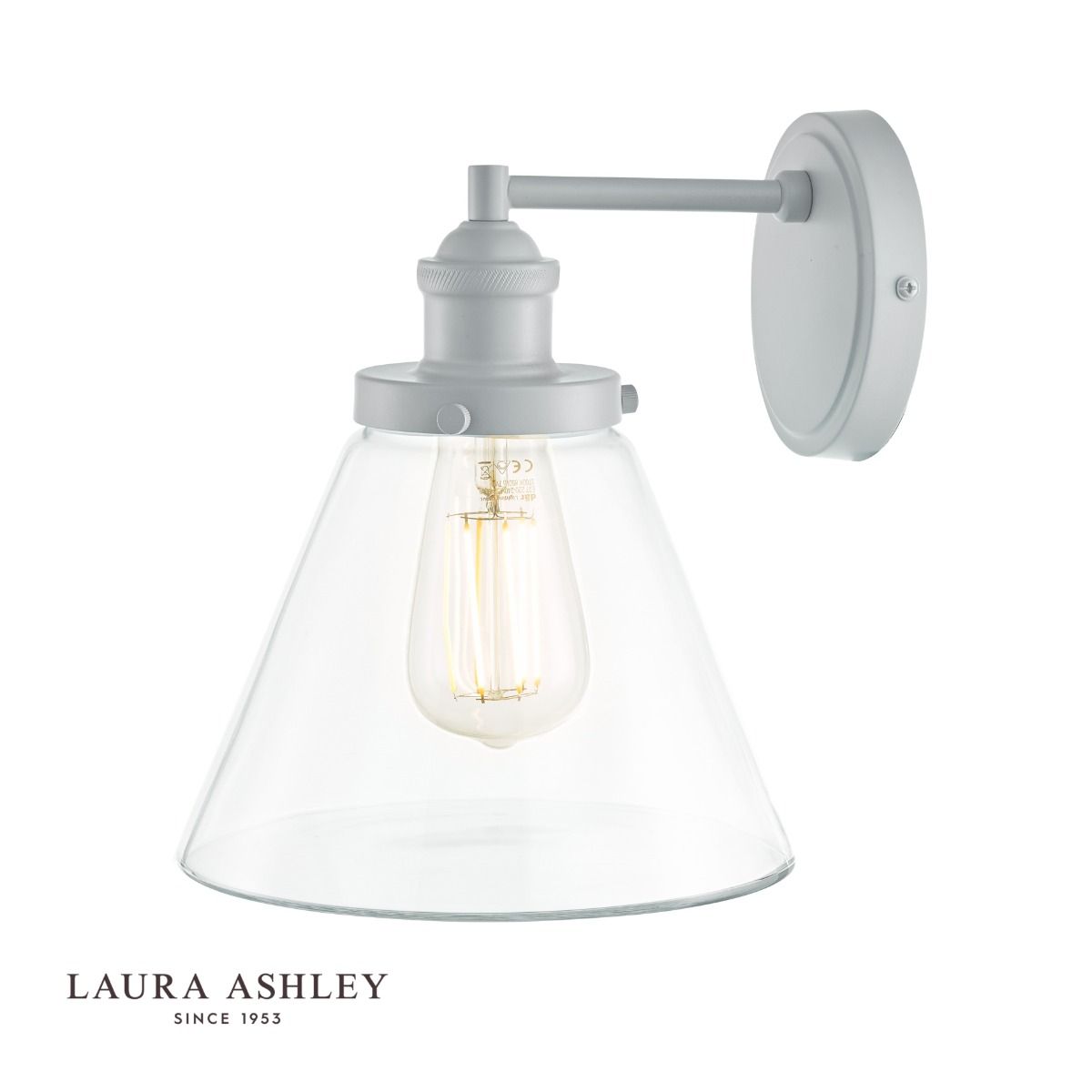 Laura Ashley Isaac Outdoor Wall Light Pale Slate Grey Glass IP44
