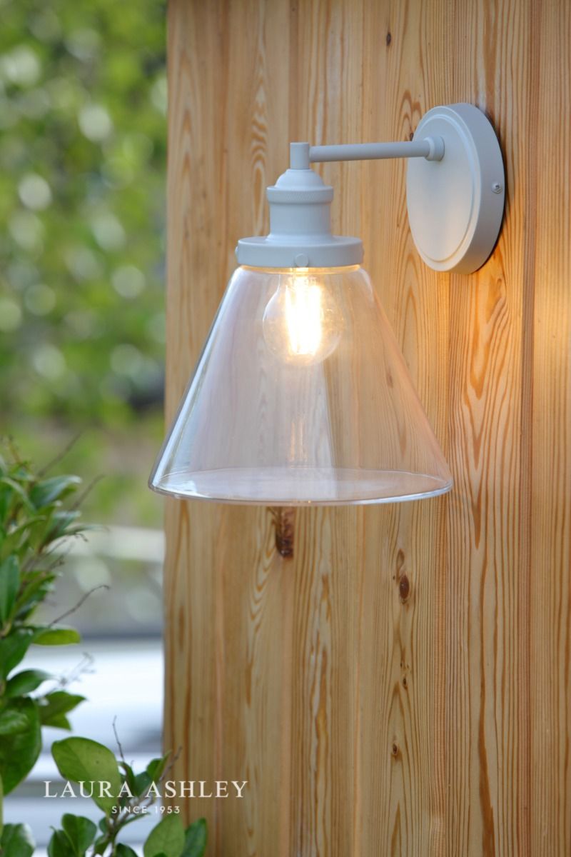Laura Ashley Isaac Outdoor Wall Light Pale Slate Grey Glass IP44
