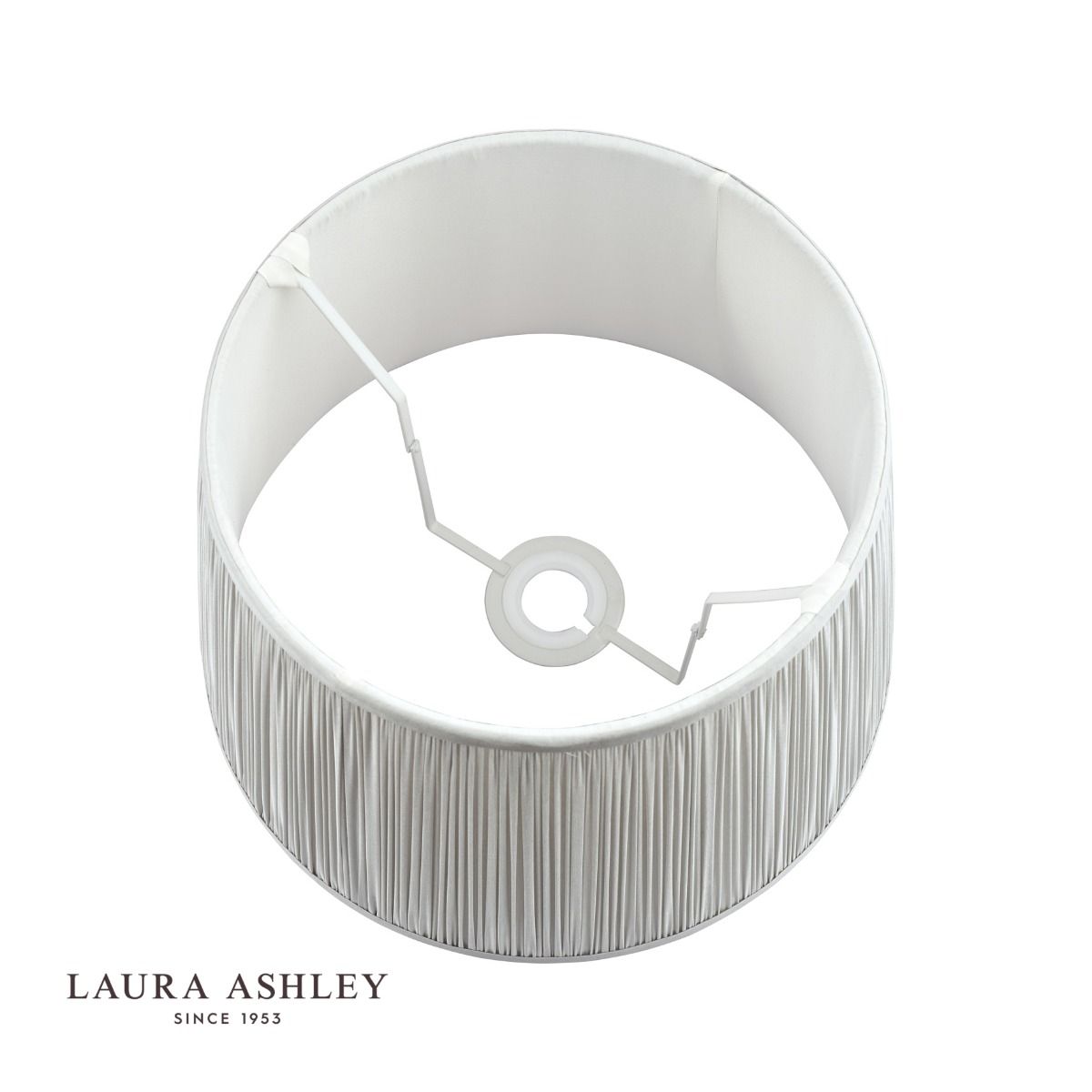 Laura Ashley Hemsley Pleated Silk Empire Drum Shade Silver 35cm/14 Inch