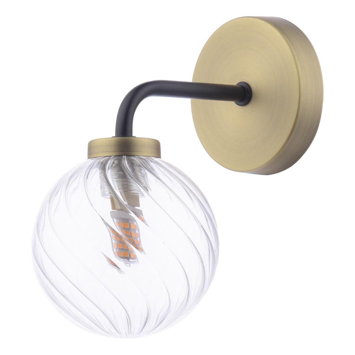Lainey Wall Light Matt Black & Twisted Glass