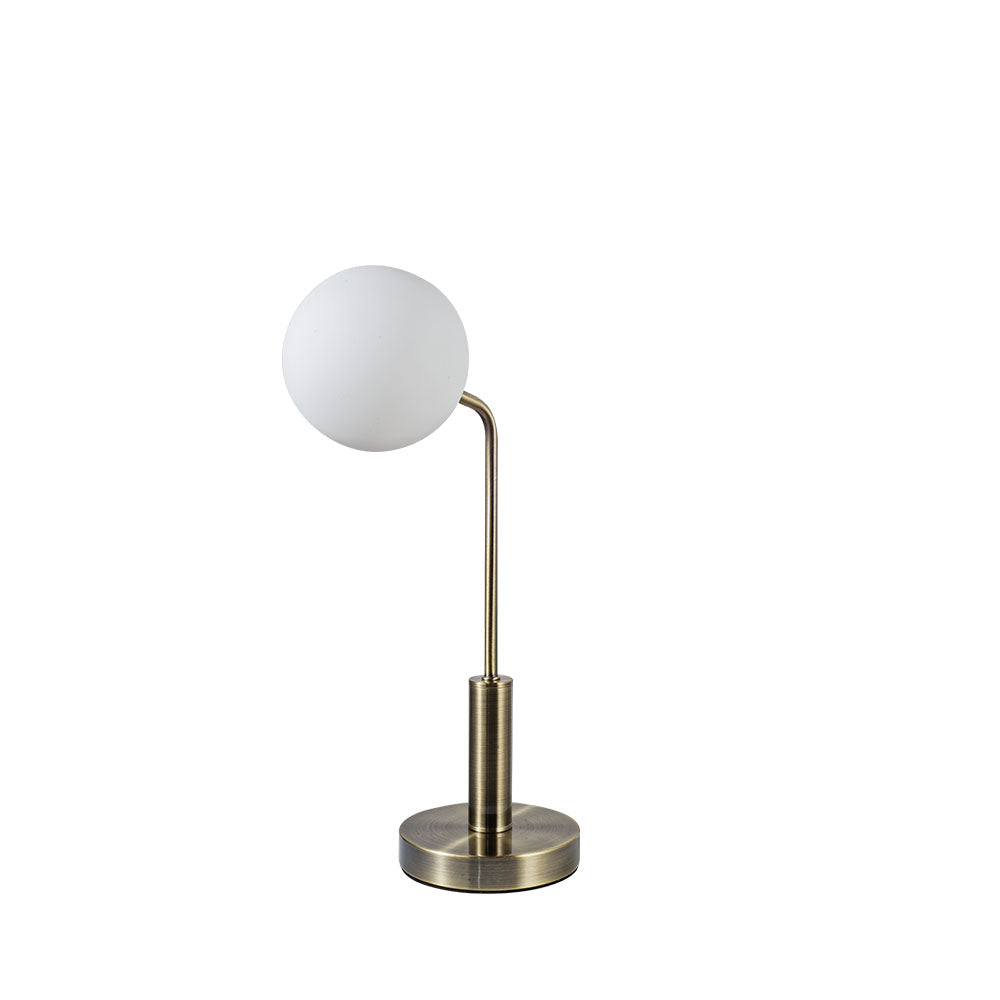 Lando Antique Brass Table Light with Opal Ball