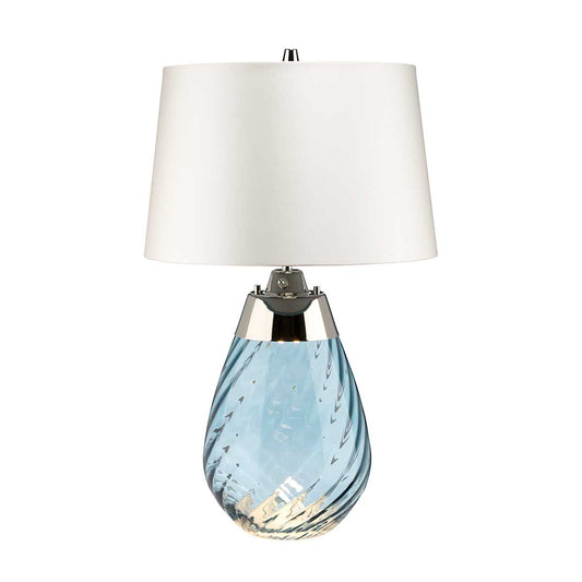 Lena 2 Light Small Blue Table Lamp with Off-white Shade
