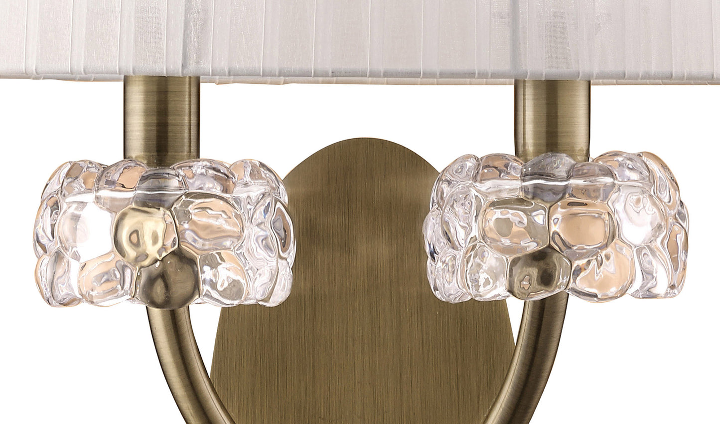 Loewe Wall Lamp Switched 2 Light E14, Antique Brass With White Shade by Mantra