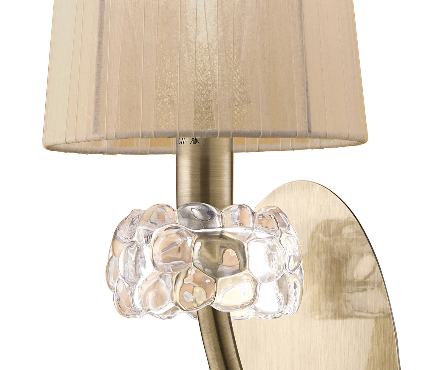Loewe Wall Lamp Switched 1 Light E14, Antique Brass With Soft Bronze Shade by Mantra