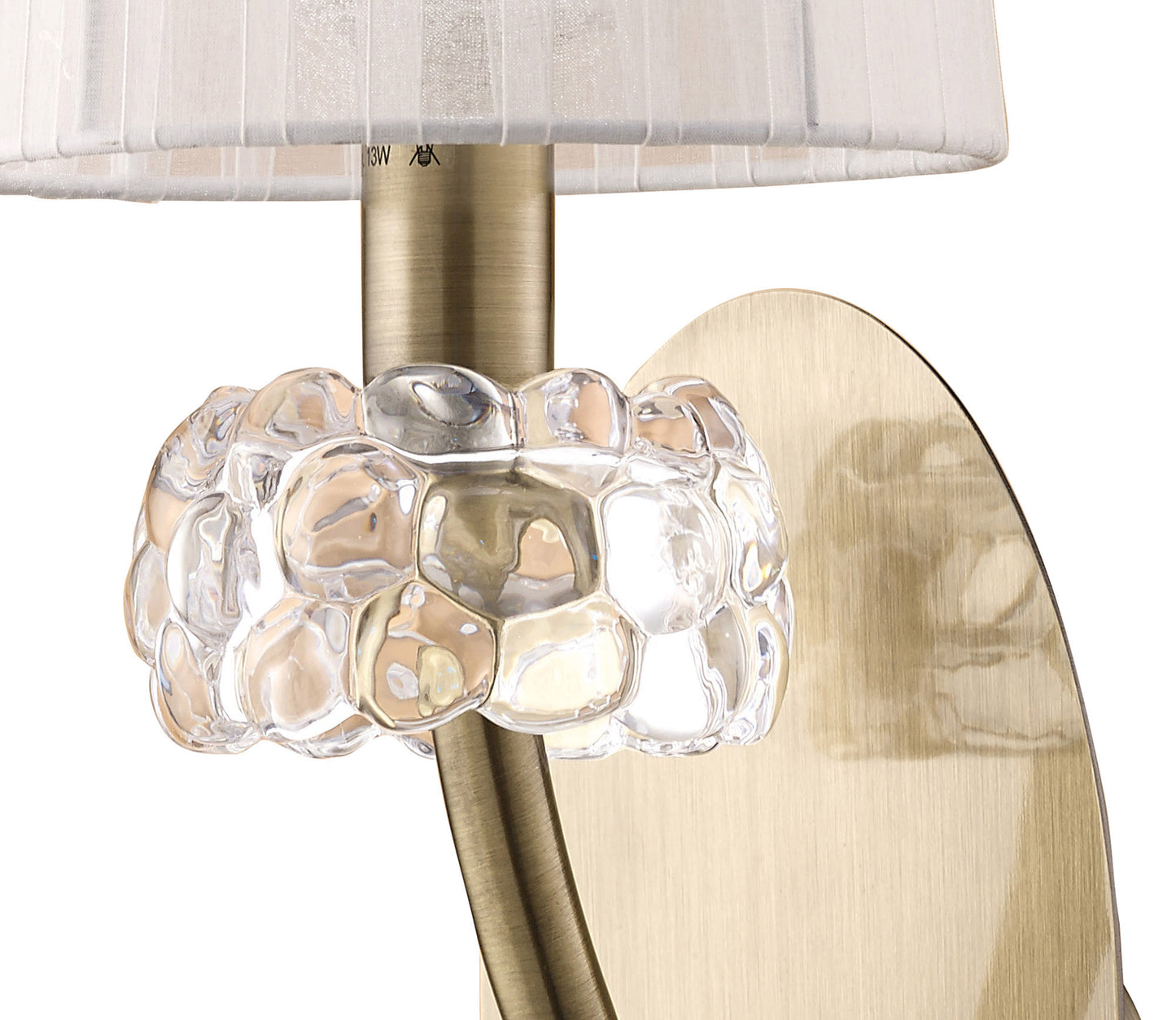 Loewe Wall Lamp Switched 1 Light E14, Antique Brass With White Shade by Mantra