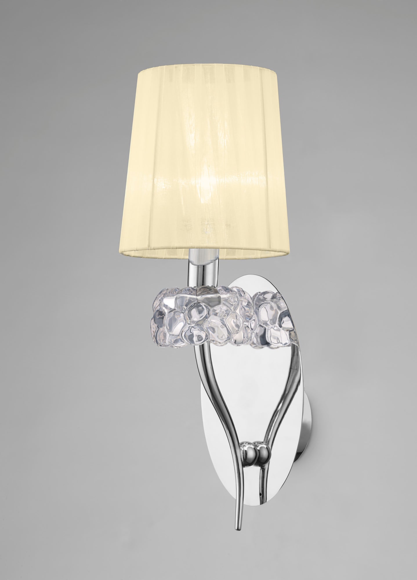 Loewe Wall Lamp Switched 1 Light E14, Polished Chrome With Cream Shade by Mantra